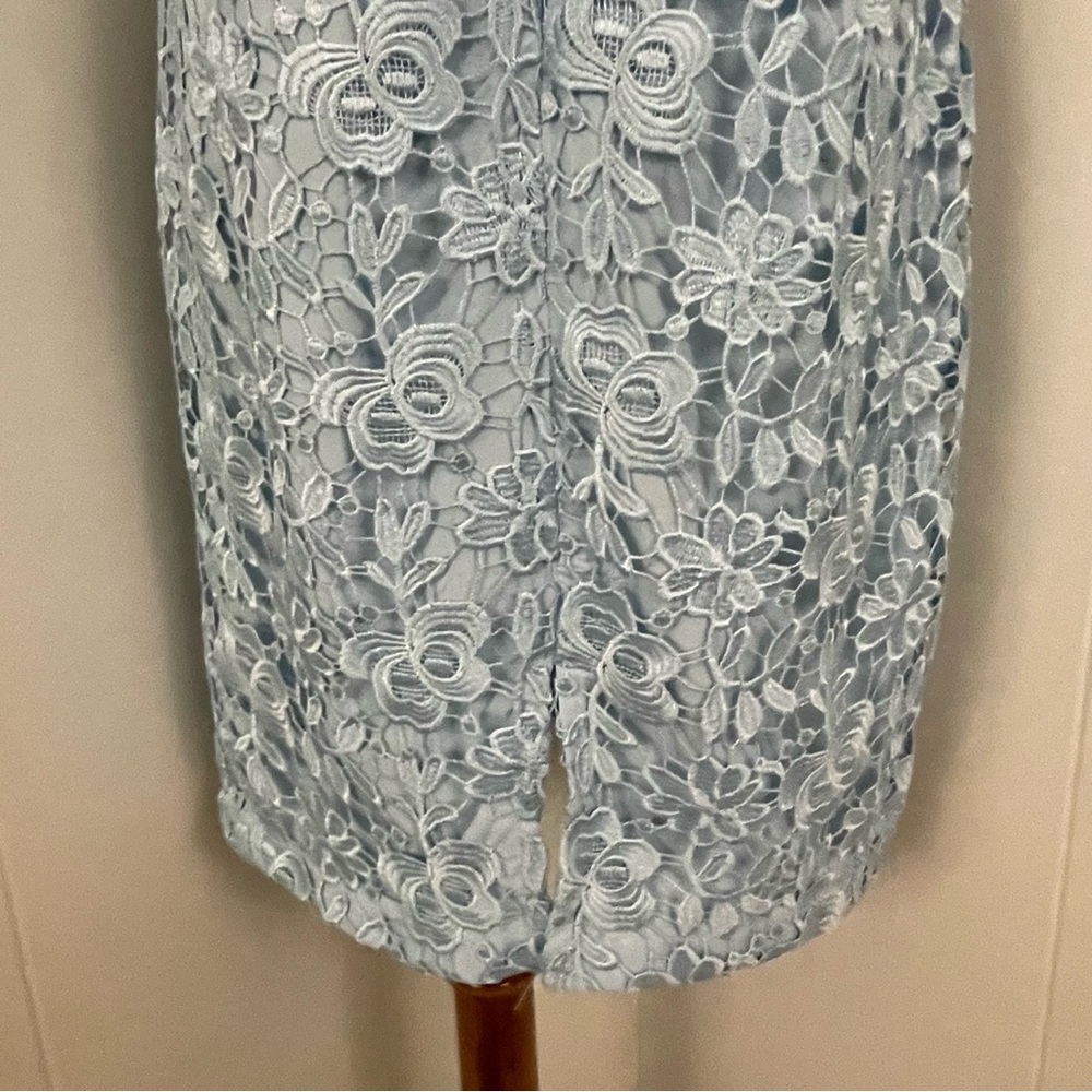 Alexia Admor Blue Lace Dress Women’s 6 Sheath Cap Sleeve Sweetheart Neckline - Picture 9 of 10